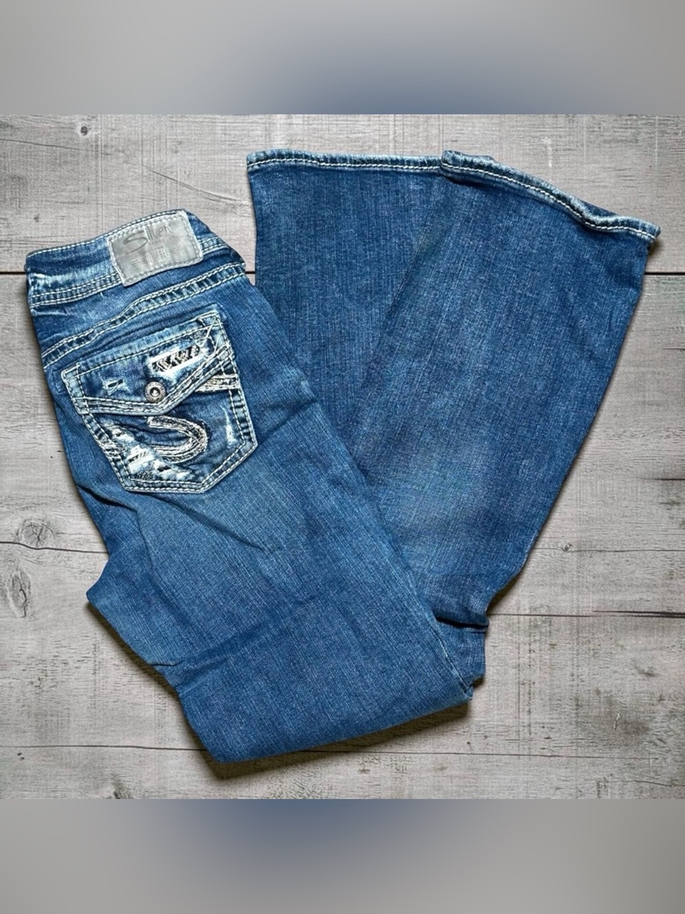Silver Jeans Co Suki Mid Bootcut Jeans Women’s W28 L31 Stretch Distressed